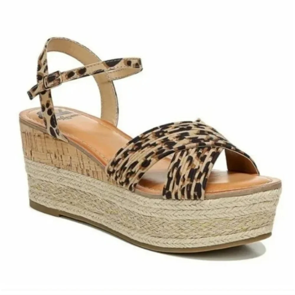 Fergalicious animal print espadrille wedge sandals